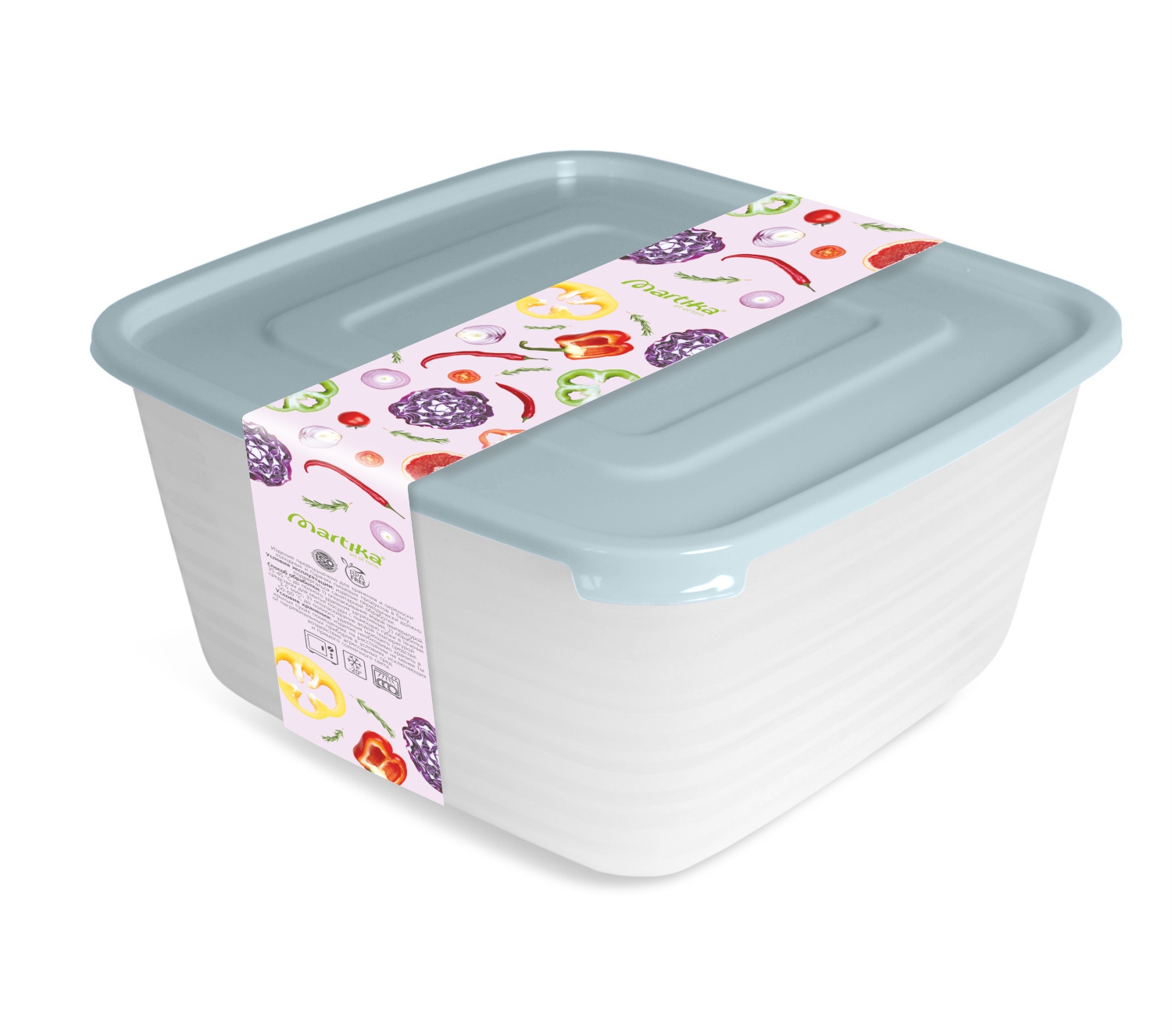 Контейнер для продуктов (СВЧ) «Унико» квадратный набор 0,45 / 0,9 / 1,4 / 2,1л.